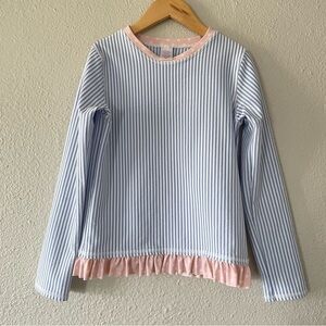 Ruffle Butts Seersucker Rash Guard Shirt Girls Size 10 Striped Long Sleeve Swim